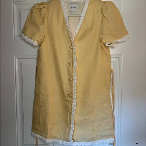Reformation Yellow Dress with White Trim - Picture 3 of 8